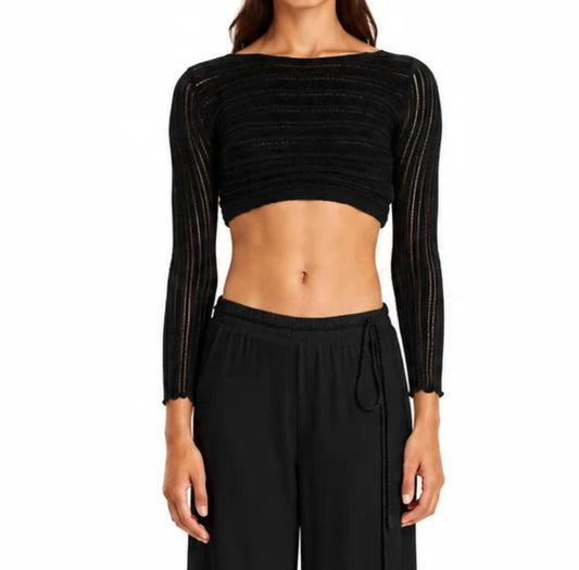 Long Sleeve Knitted Crop Top