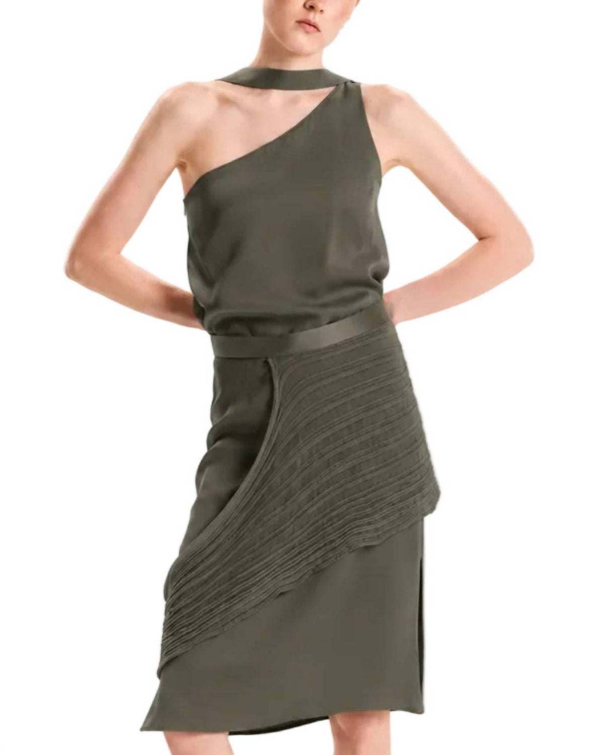 One-shoulder Dress With Pannel