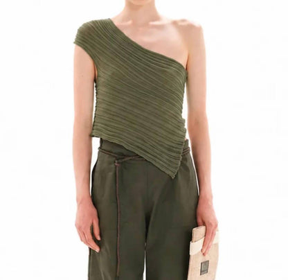 One-shoulder Knitted Sleeveless Top