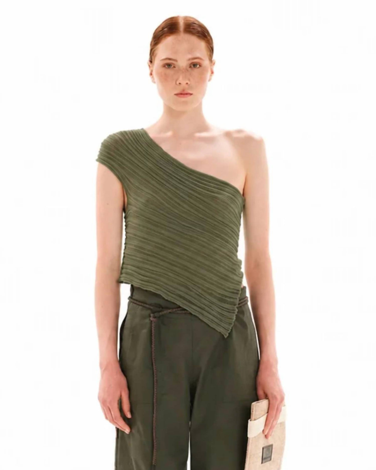 One-shoulder Knitted Sleeveless Top