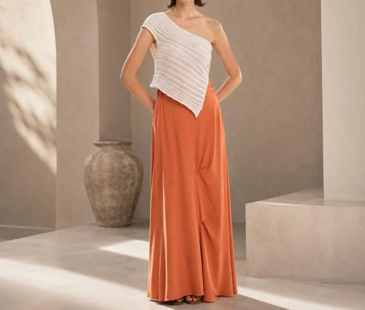 One-shoulder Knitted Sleeveless Top