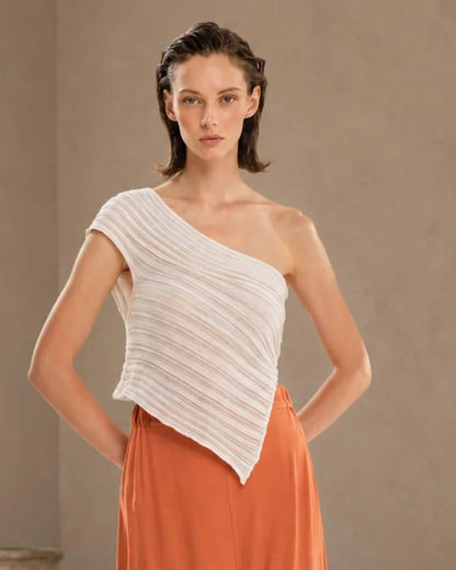 One-shoulder Knitted Sleeveless Top