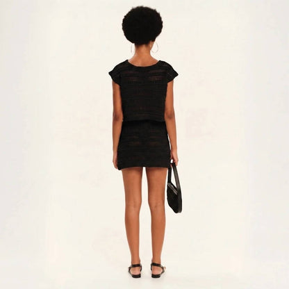Sandy Lace Knit Mini Skirt