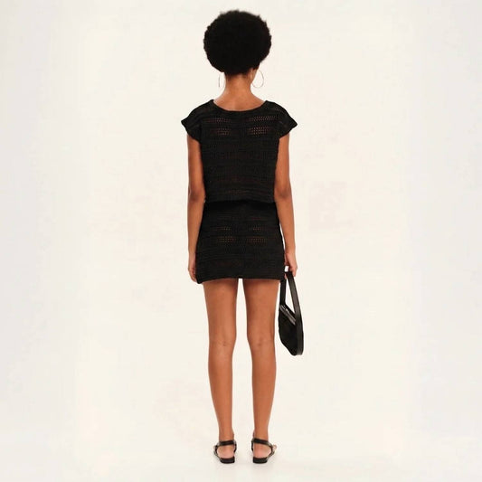 Sandy Lace Knit Mini Skirt