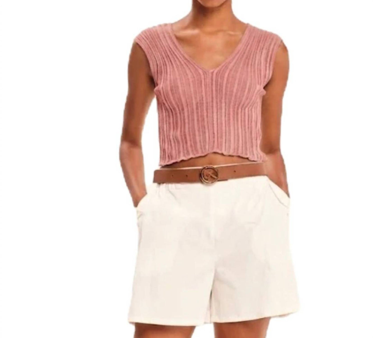 Sleeveless Knitted Crop Top