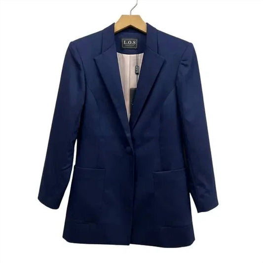 Single Button Wool Blend Classic Blazer