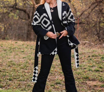 Los Ojos Wool Wrap Coat