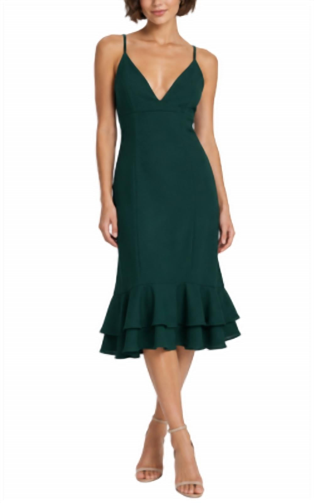 V-Neck Spaghetti Strap Ruffle Dress