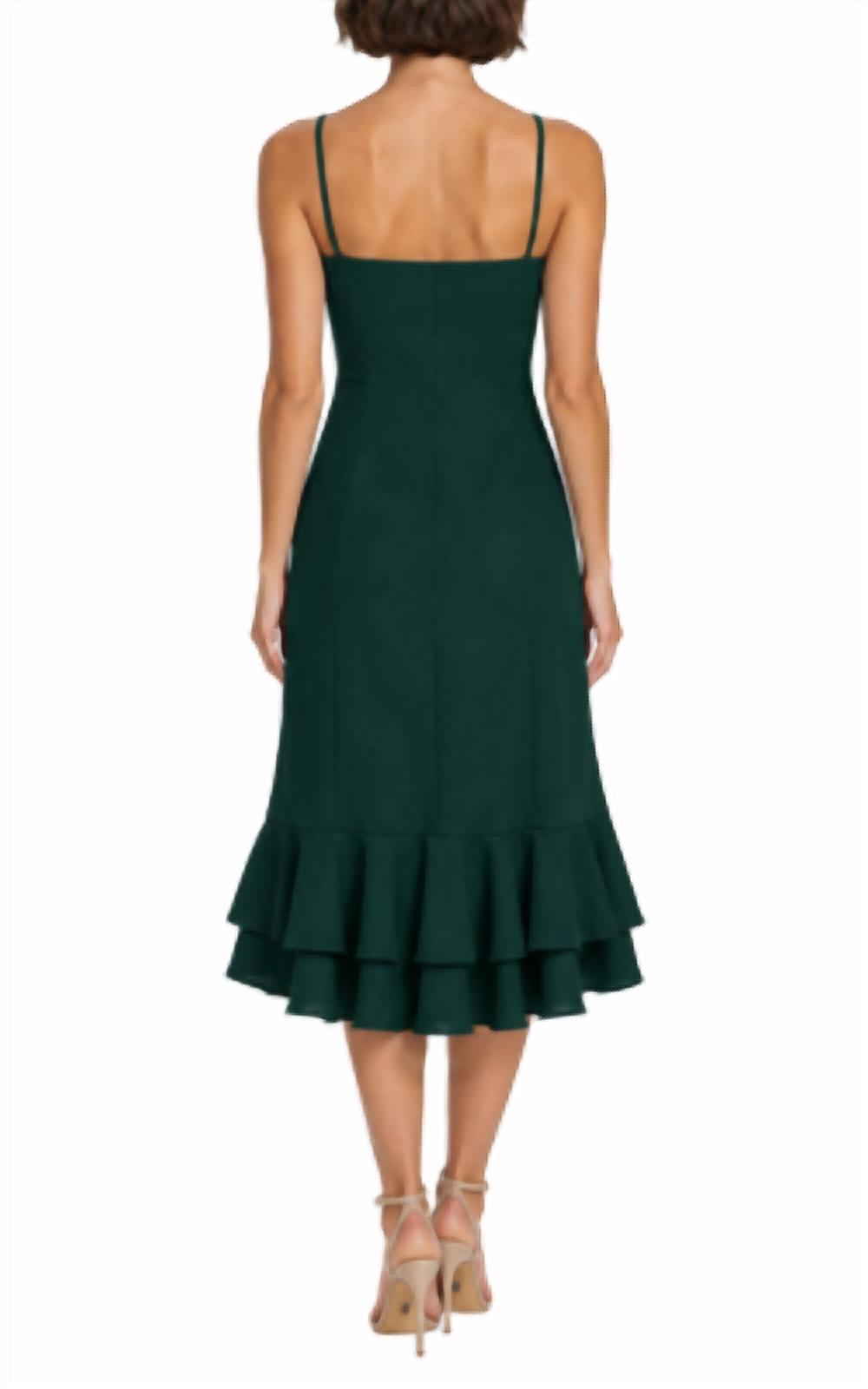 V-Neck Spaghetti Strap Ruffle Dress