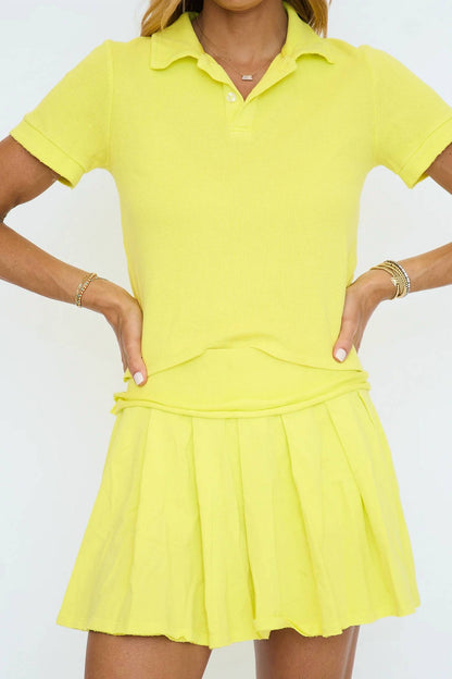 Polo Shirt Set with Pleated Flare Skort