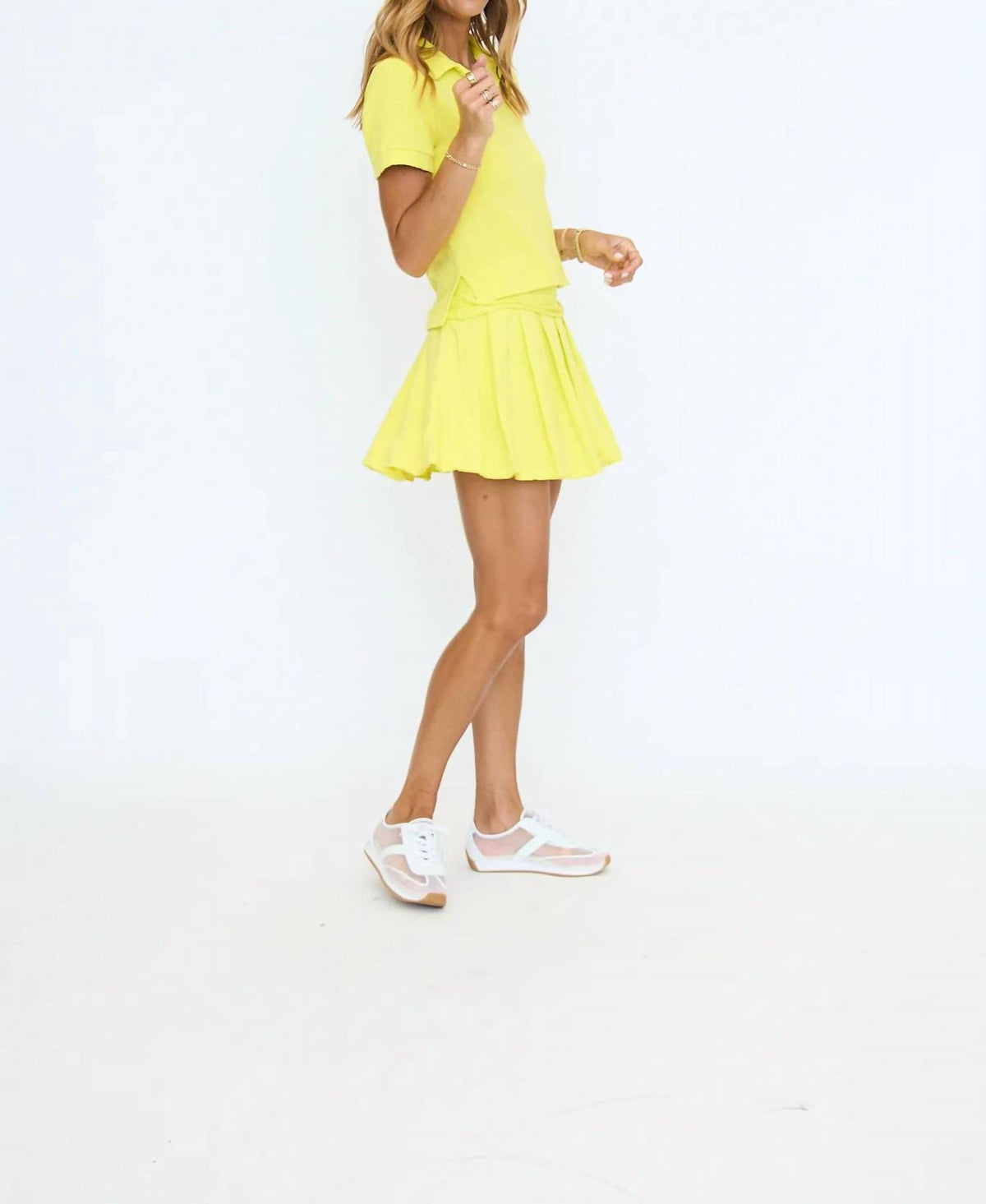 Polo Shirt Set with Pleated Flare Skort