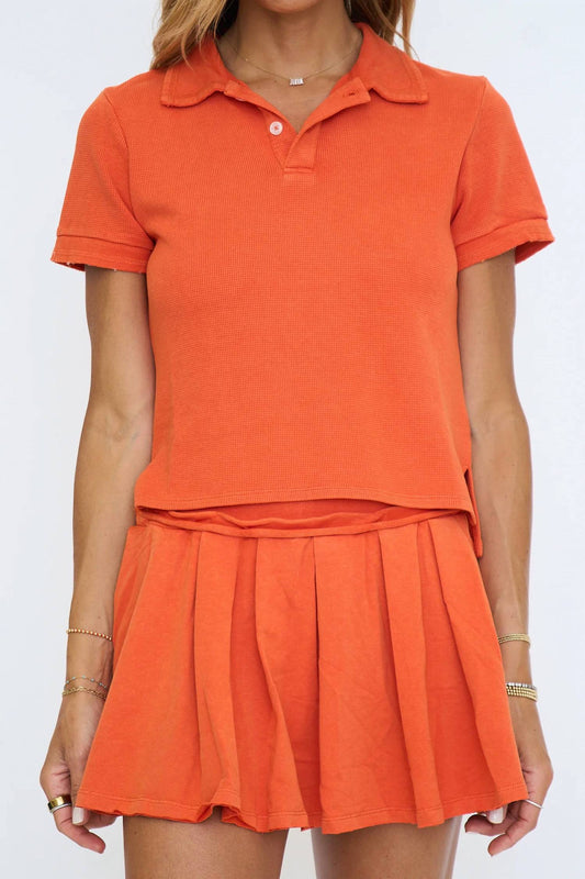 Polo Shirt Set With Pleated Flare Skort