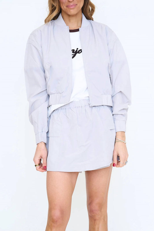 Stretch Woven Bomber Jacket and Skort Set
