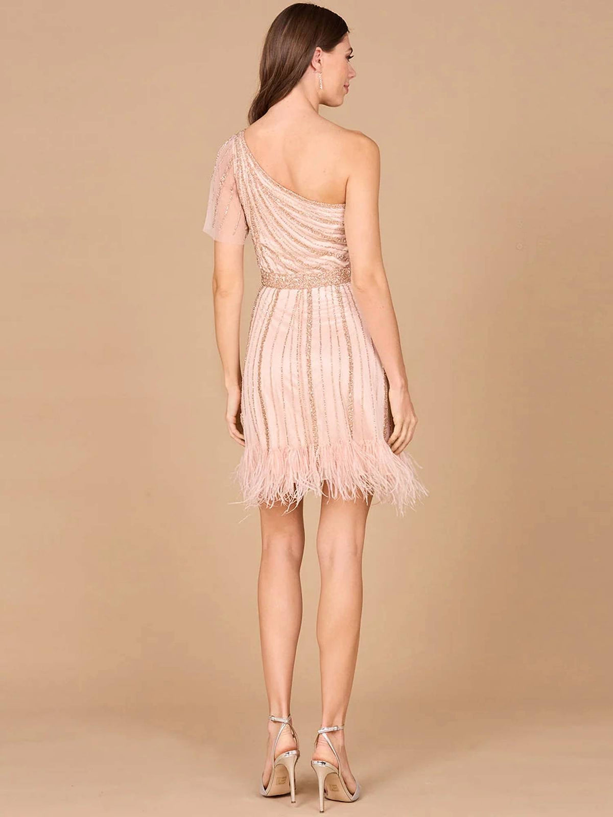 One Shoulder Beaded Mini Dress