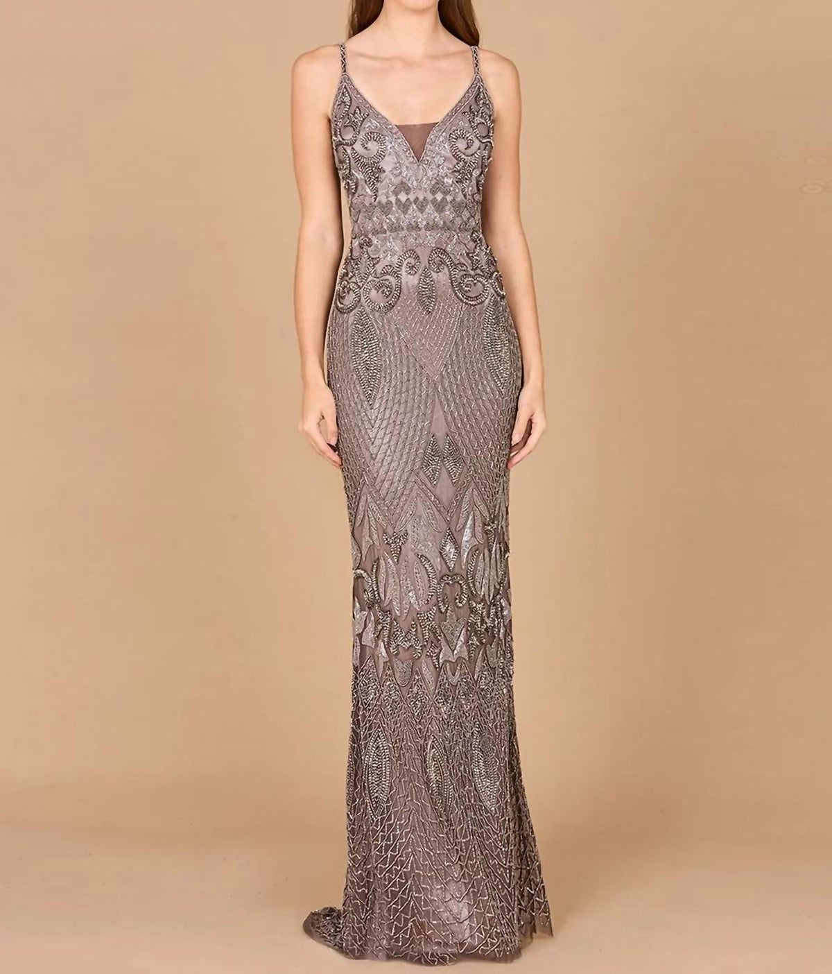 Sleeveless V-neck Beaded Dress