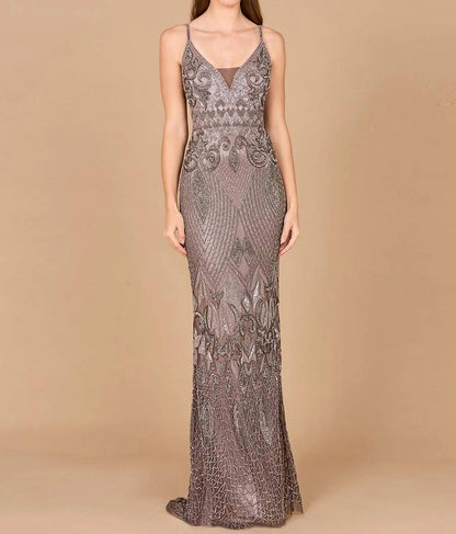 Sleeveless V-neck Beaded Dress