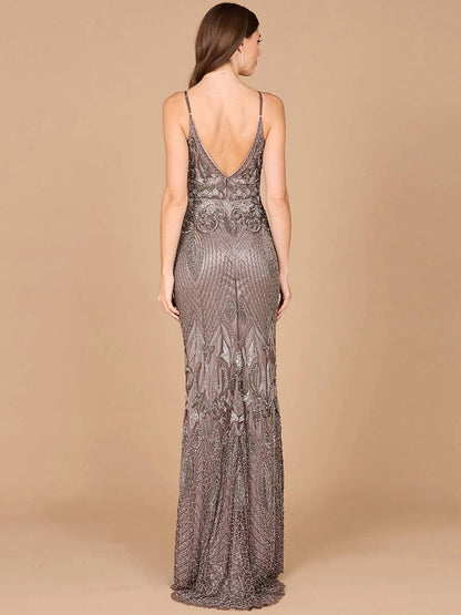 Sleeveless V-neck Beaded Dress