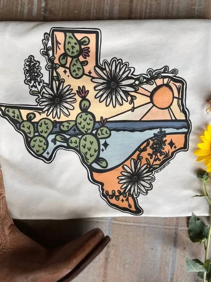 Women's Texas Native Hand Drawn Women's Graphic T-shirt