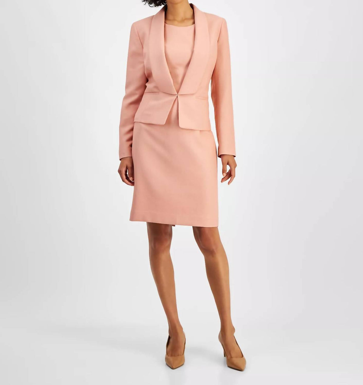 Shawl-collar Jacket & Sleeveless Mini Dress Suit