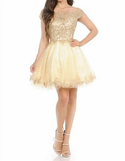 Off Shoulder Embellished Cocktail Mini Dress