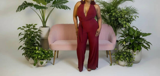 Crimson Wrap Jumpsuit