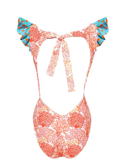 Women's Cut Out One Piece + Reversible Ruffles