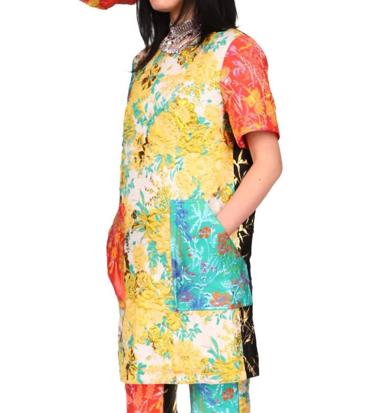 Baroque Garden Shift Dress With Pockets