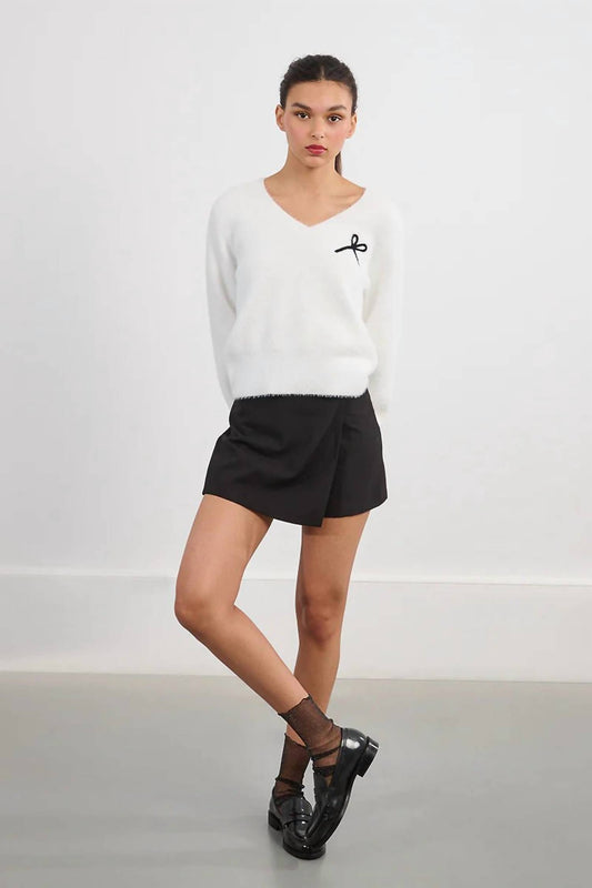 Fluffy Knit Bow Sweater