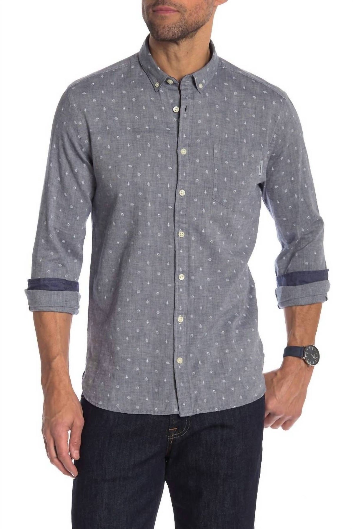 Mélange Print Button Down Shirt
