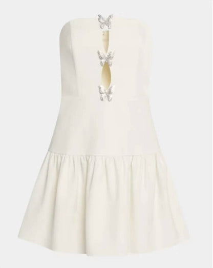 Crepe Butterfly Mini Dress