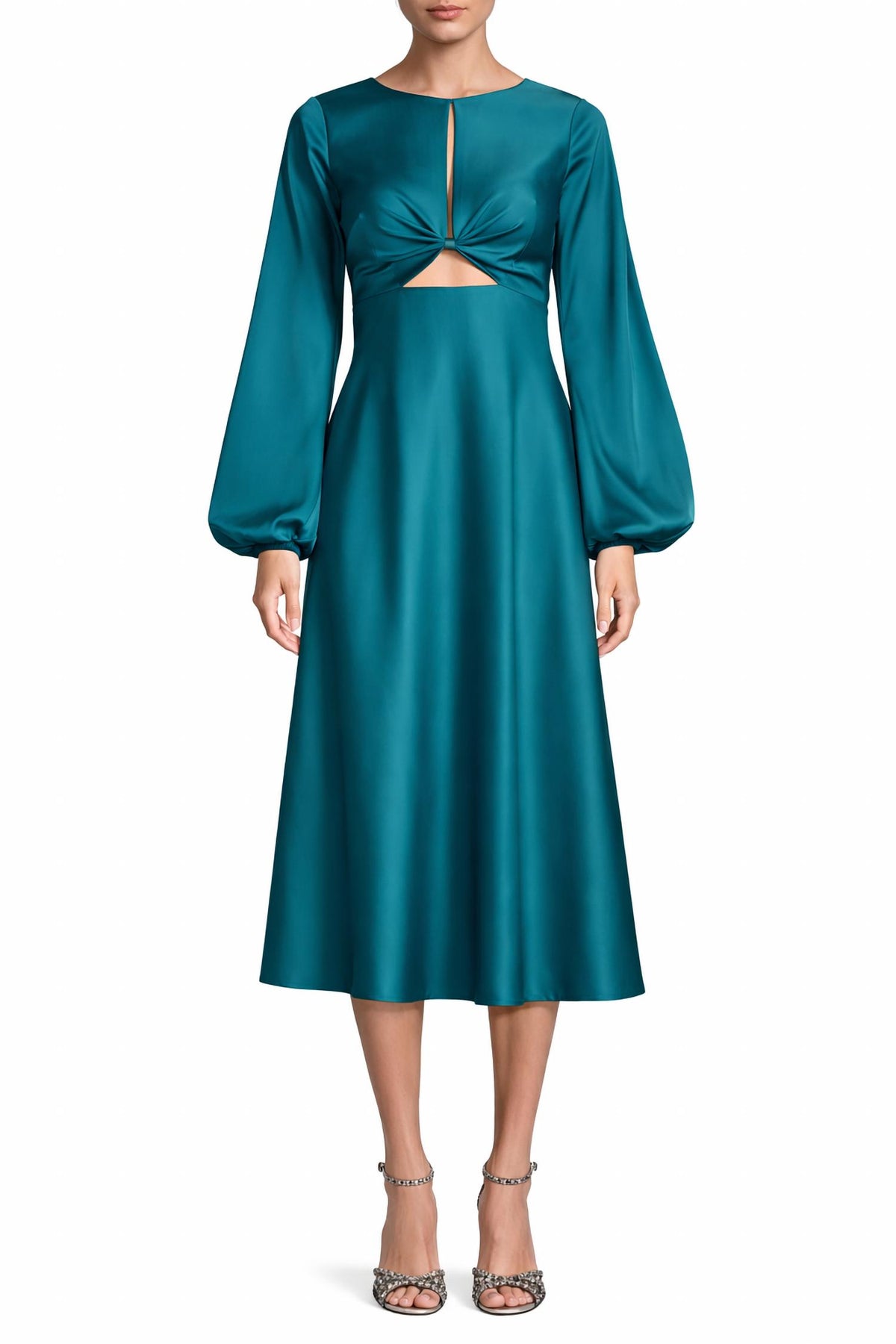 Satin Cut-out Midi Dress