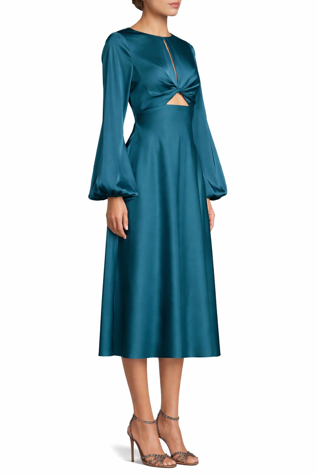 Satin Cut-out Midi Dress