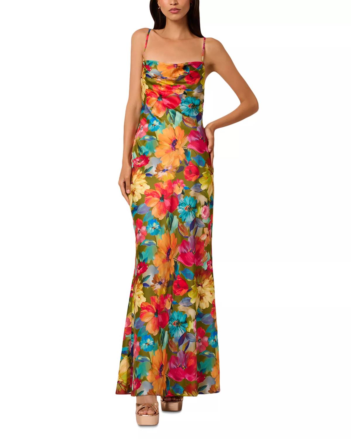 Yara Printed Satin Gown