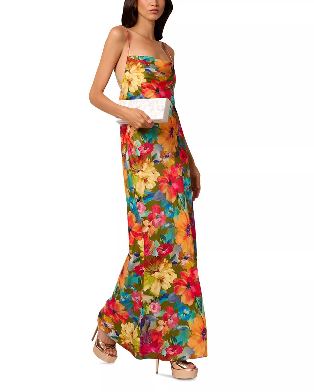 Yara Printed Satin Gown