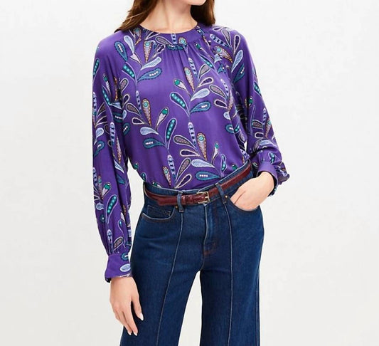 Paisley Button Raglan Blouse