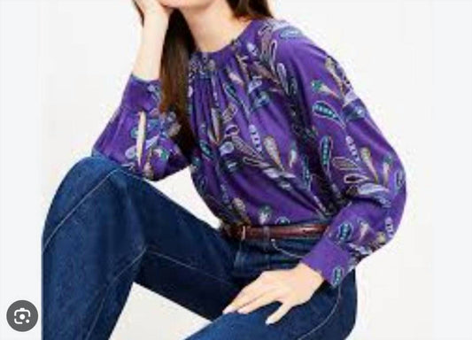 Paisley Button Raglan Blouse