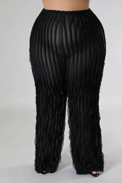 Ruffle Up High Waisted Pants - Plus