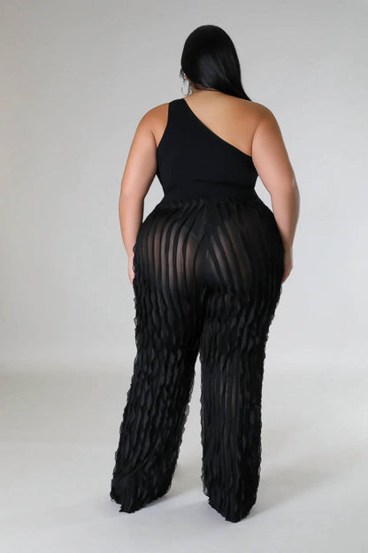 Ruffle Up High Waisted Pants - Plus