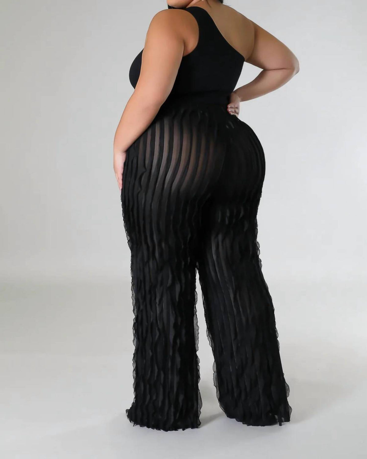 Ruffle Up High Waisted Pants - Plus