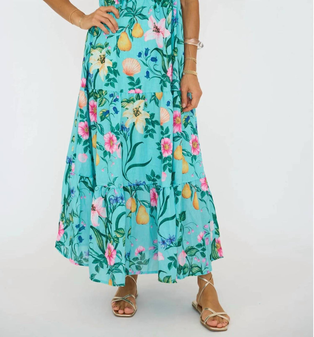 Summer Flower With Shell Maxi Dress