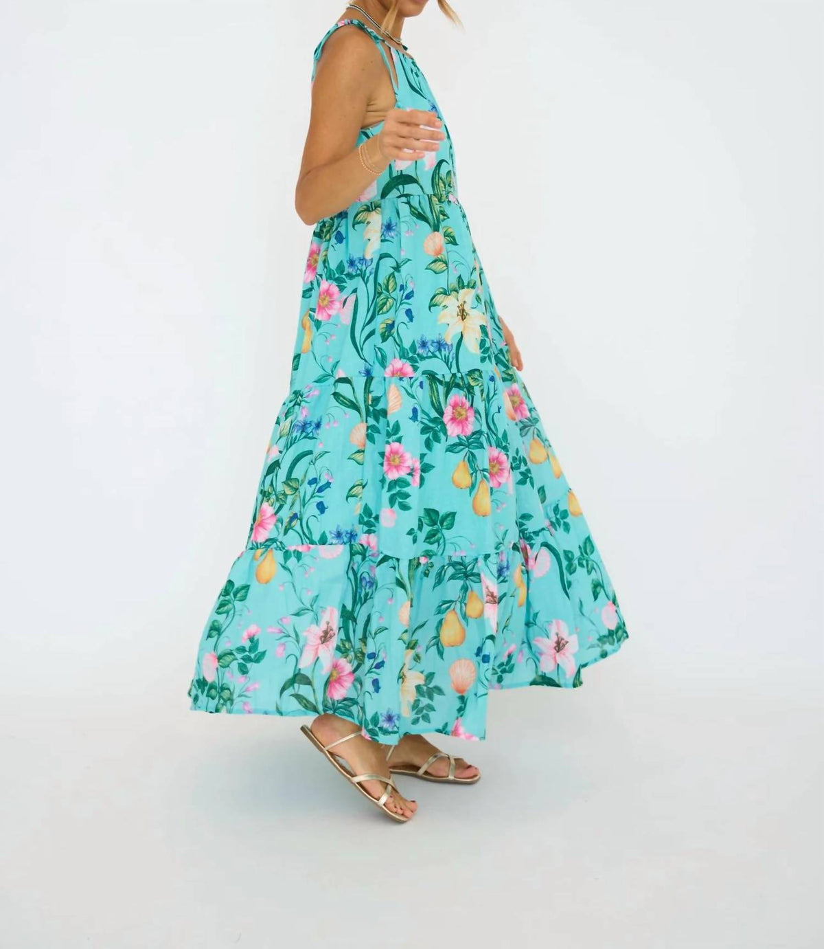 Summer Flower With Shell Maxi Dress