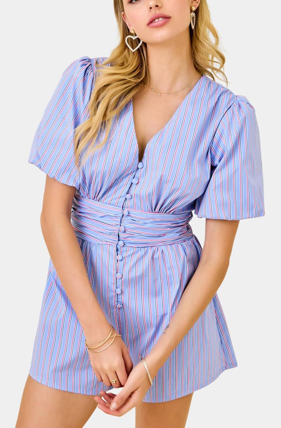 Reaganstripe Short Sleeve Romper
