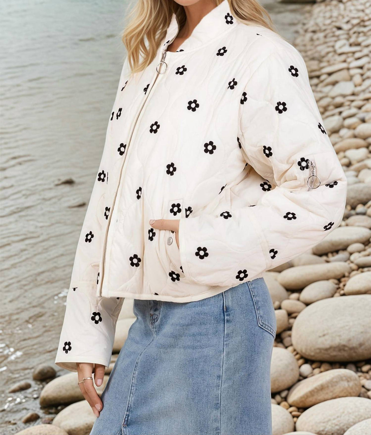Tory Flower Accent Puff Jacket