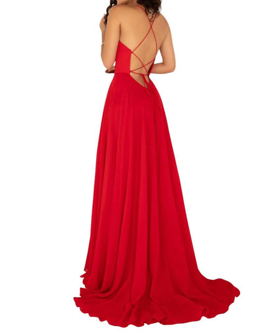 Halter Neck Tie String Back Gown