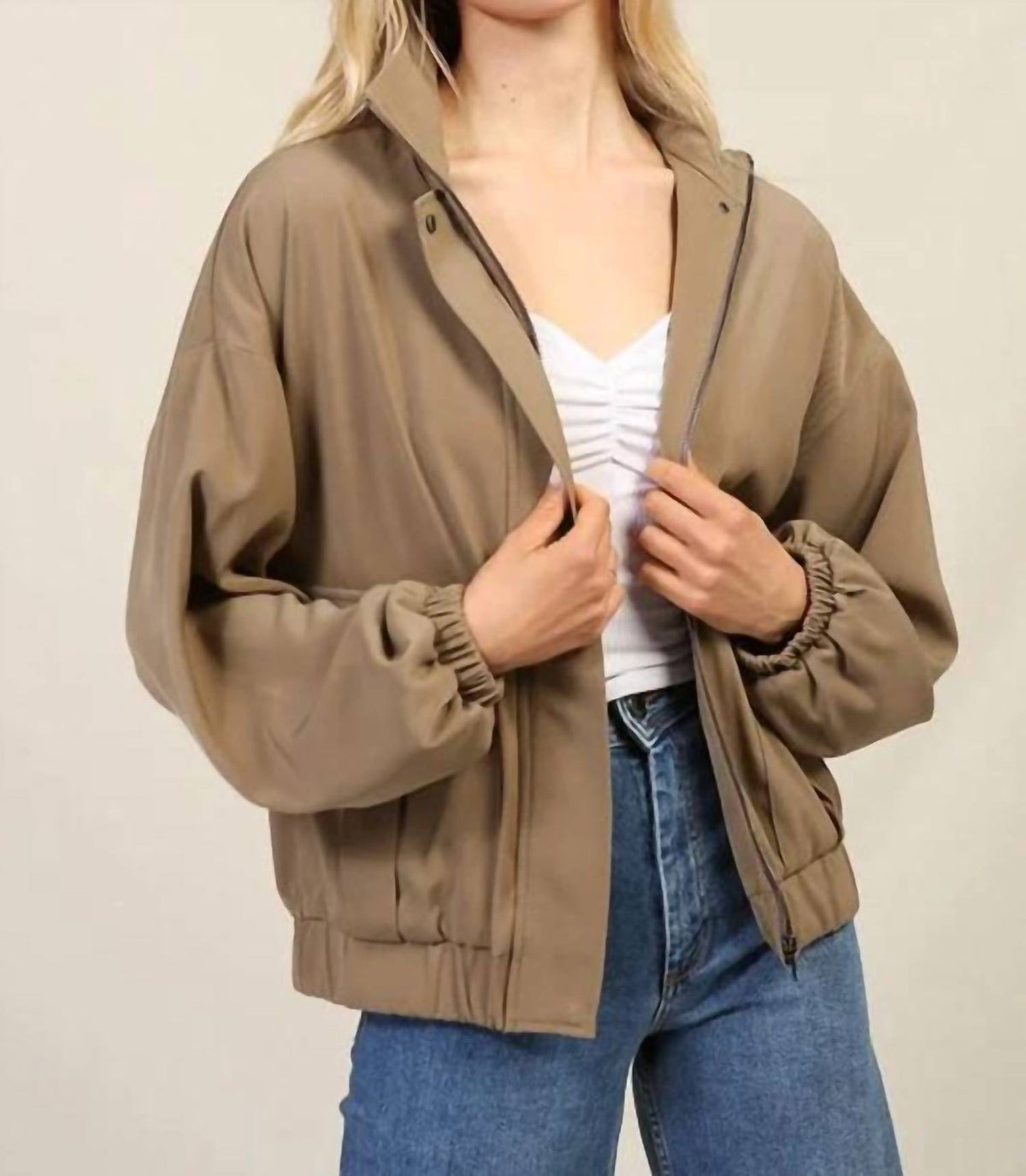 High Neck Zip Up Jacket