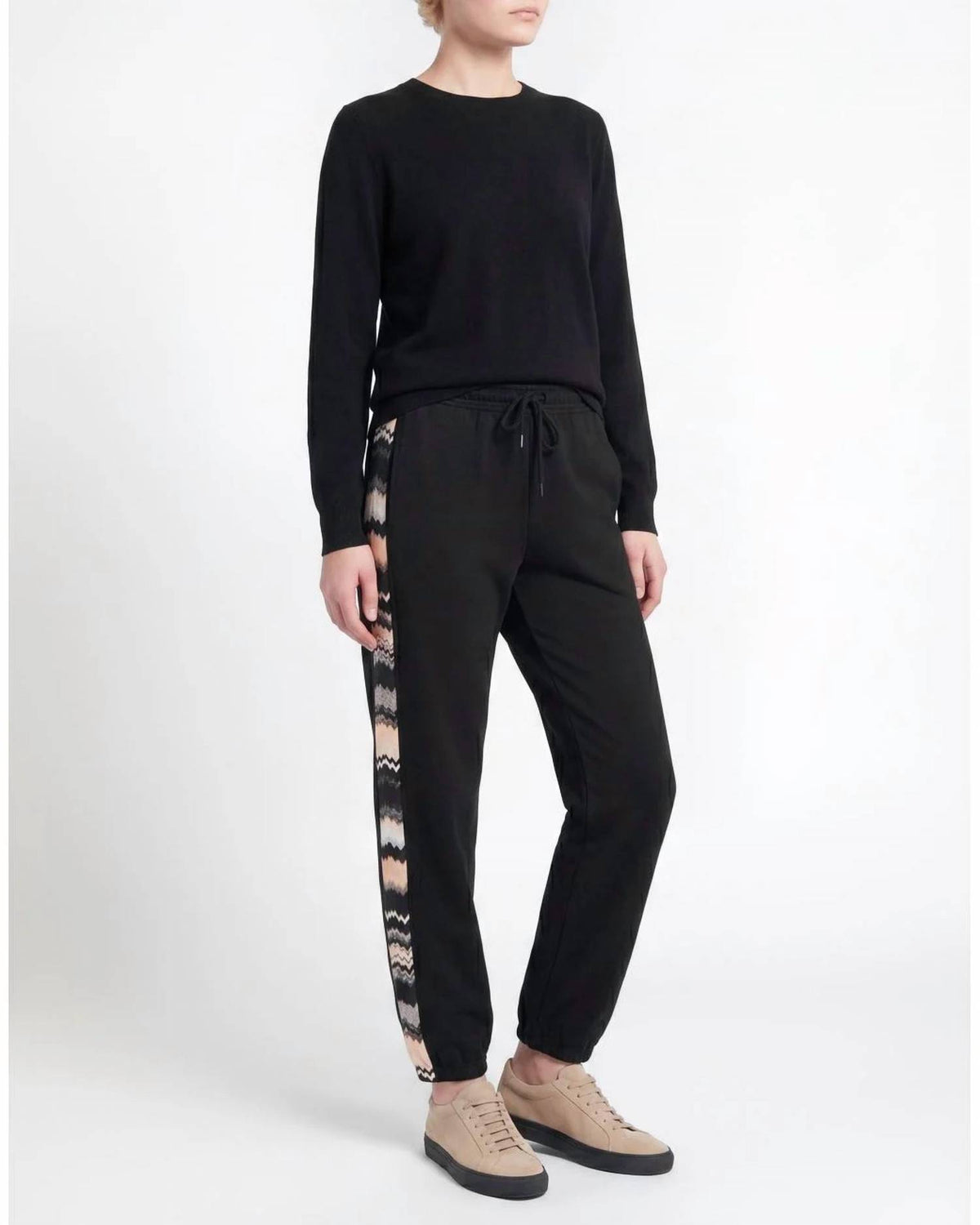 Chevron Patterned Trim Joggers