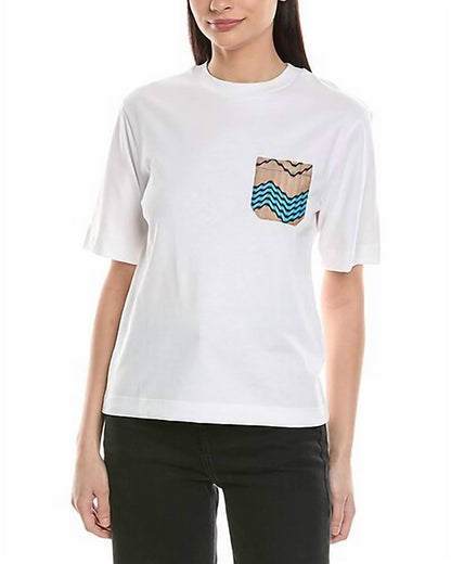 Cotton T-Shirt With Zig Zag Embroidered Pocket