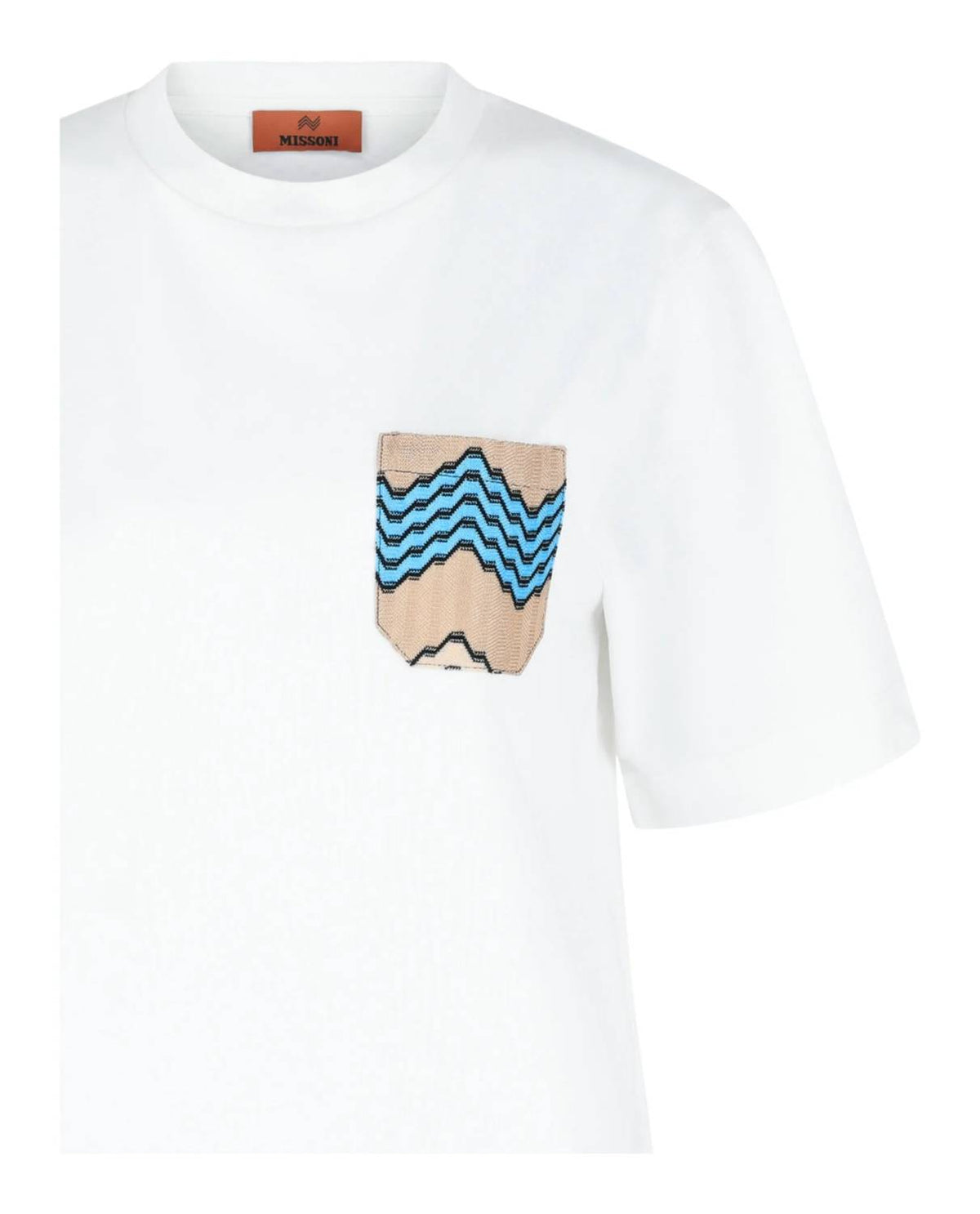 Cotton T-Shirt With Zig Zag Embroidered Pocket