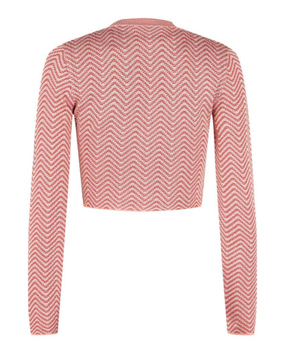 Cropped Chevron Patterned Cardigan