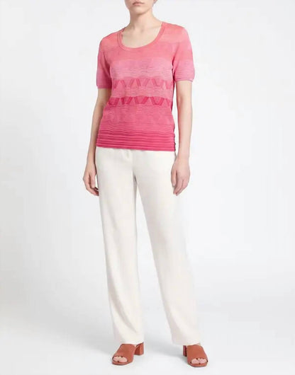 Wave-Pattern Knit Sweater